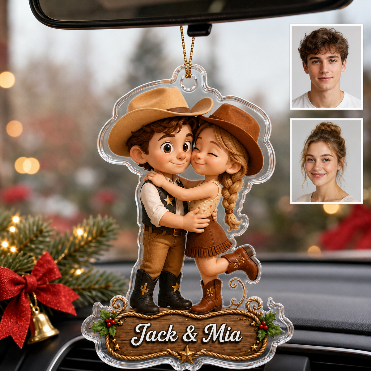 Personalized Boost Cowboy Couple Christmas Acrylic