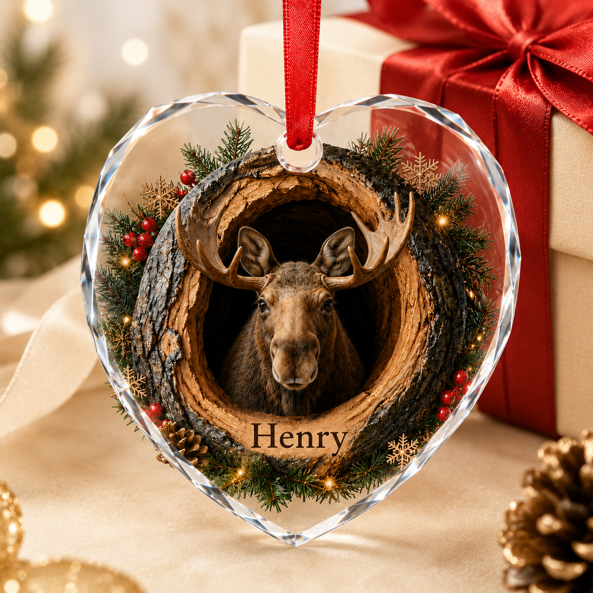 Animal Glass Ornament Tree Hollow Moose