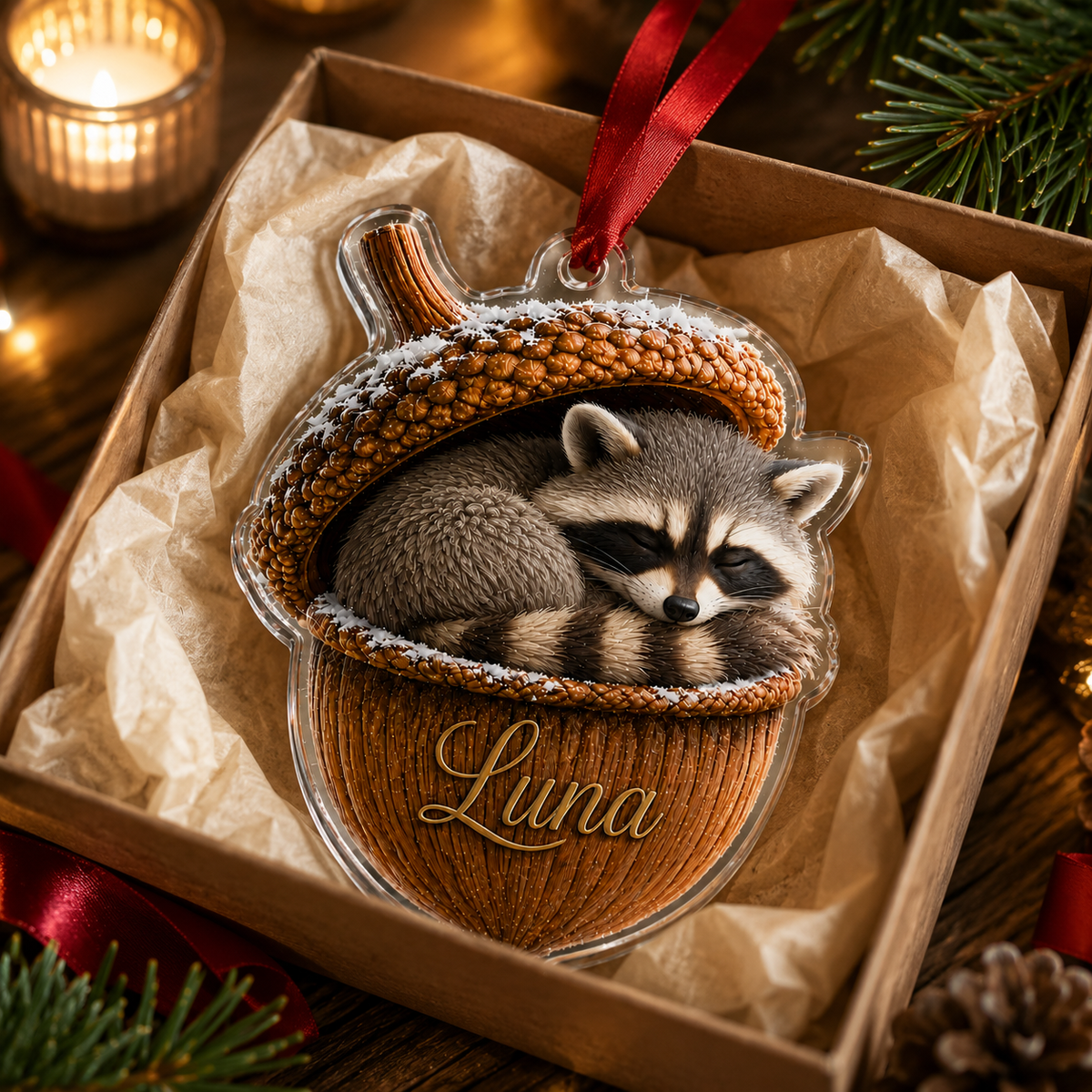 Animal Tree Decor Acrylic Raccoon