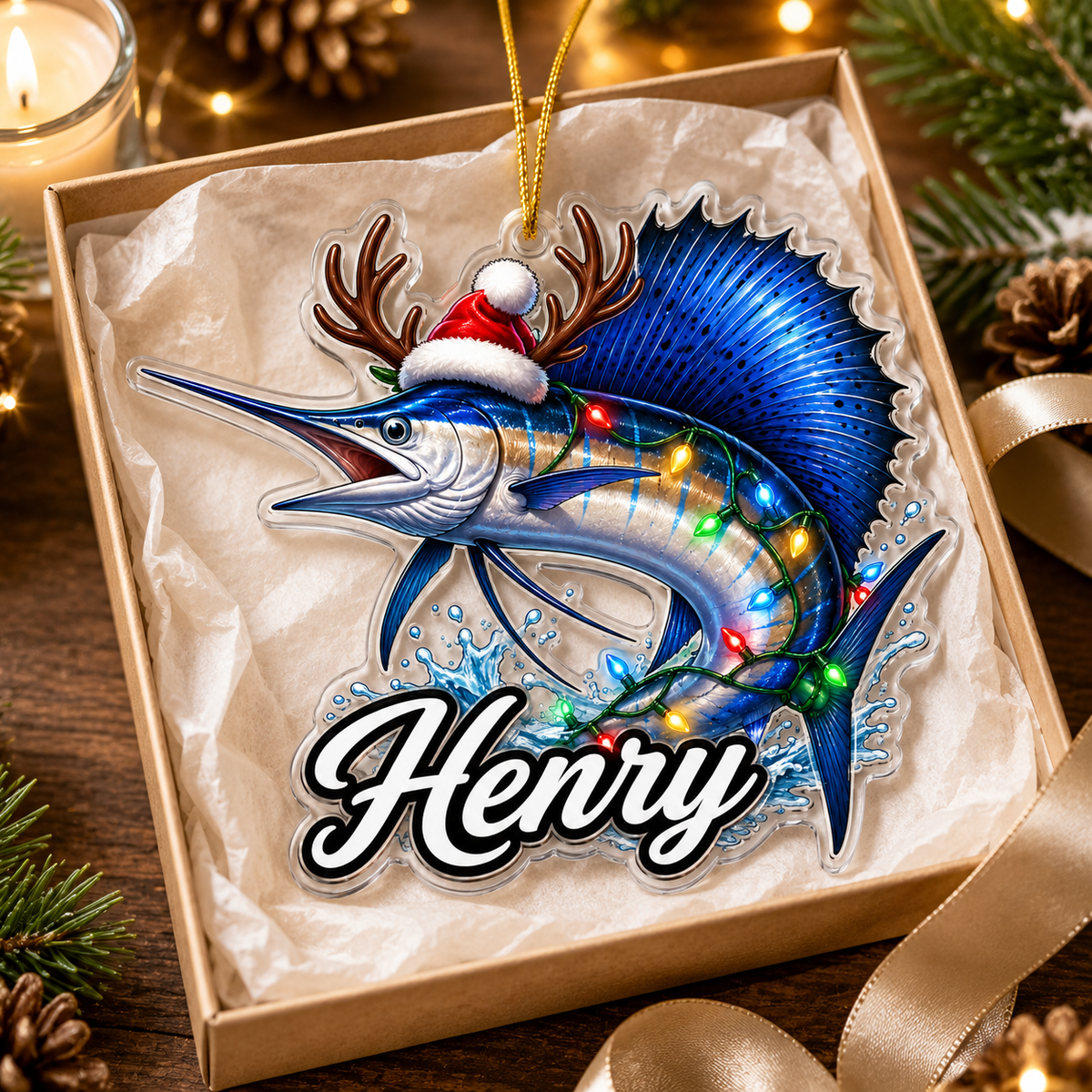 Fishing Christmas Lights Sailfish Acrylic