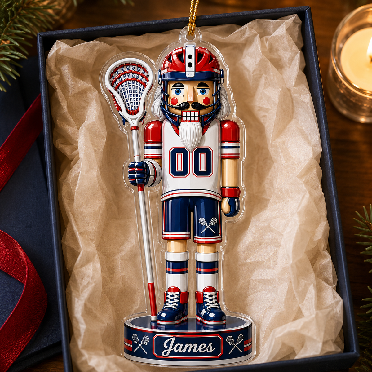 Sports Nutcracker Lacrosse Acrylic