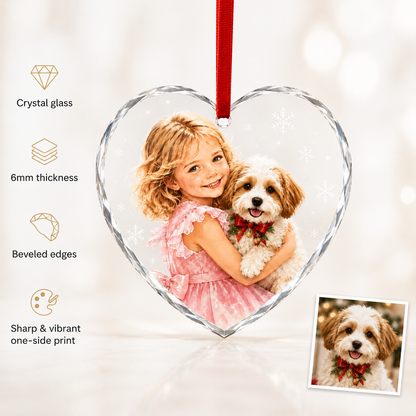 Custom Photo Dog Glass Dog With Baby Girl