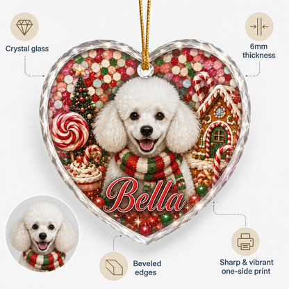 Custom Photo Dog Glass Dog With Gingerbread House