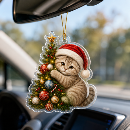 Cat With Christmas Tree Scotish Fold