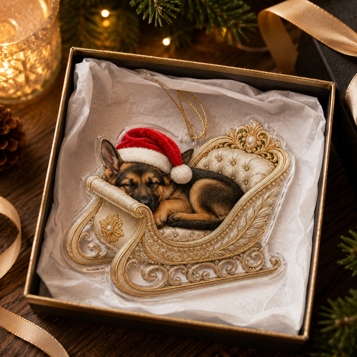 Dog Christmas Sleigh German Shepherd