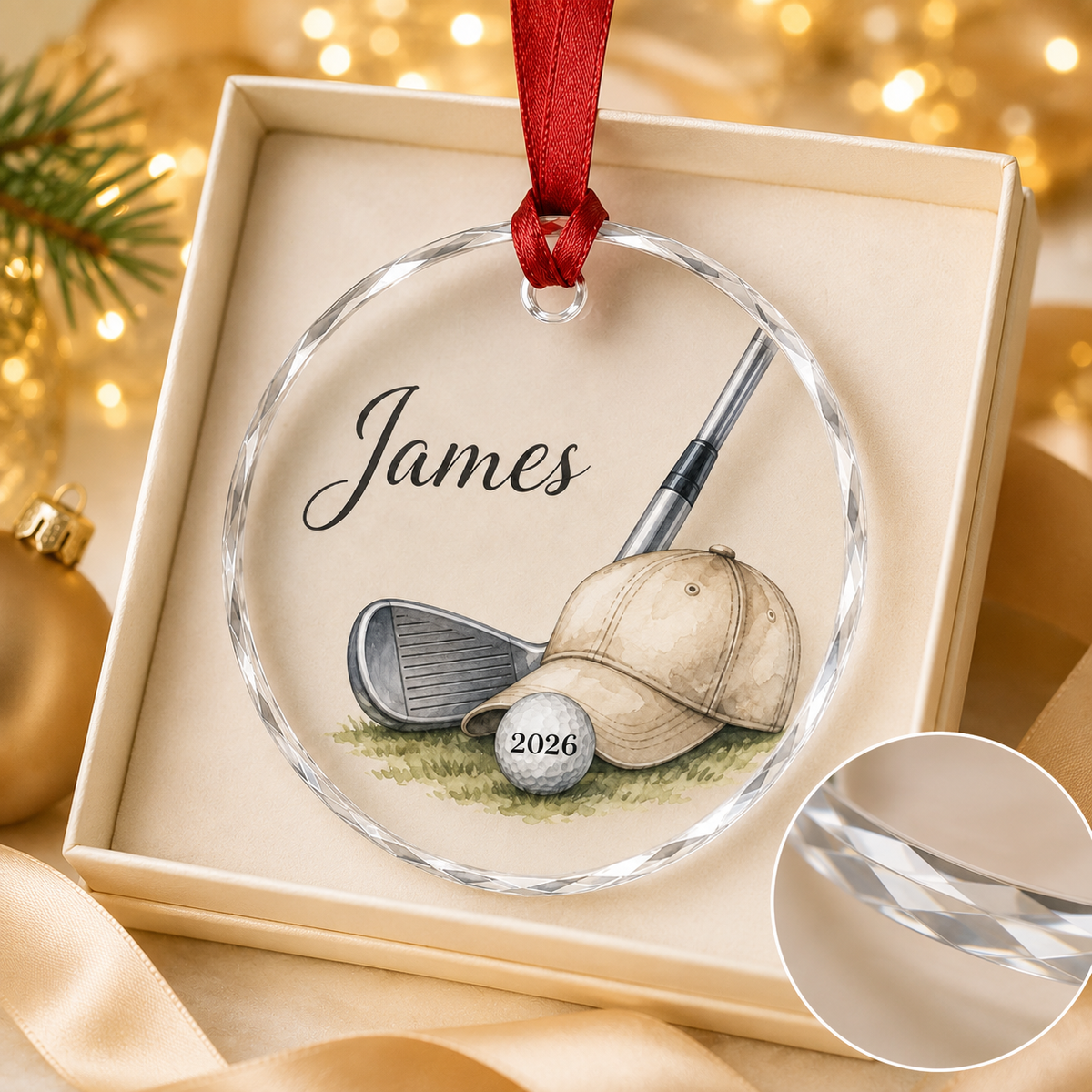 Sport Glass Ornament Golf Gear