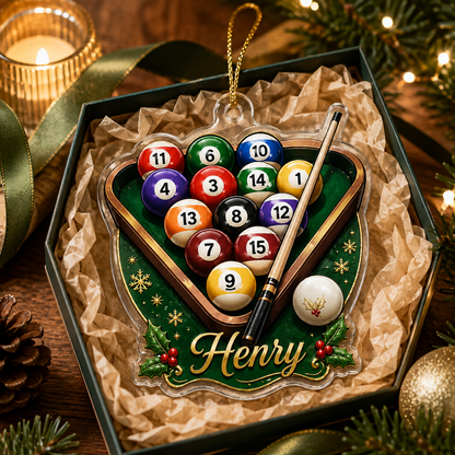 Custom Name Billiards Christmas Rack Acrylic