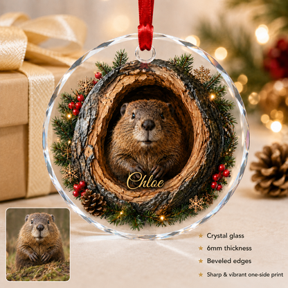 Animal Glass Ornament Tree Hollow Beaver
