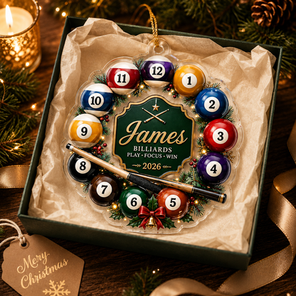 Custom Name Billiards Christmas Wreath Acrylic