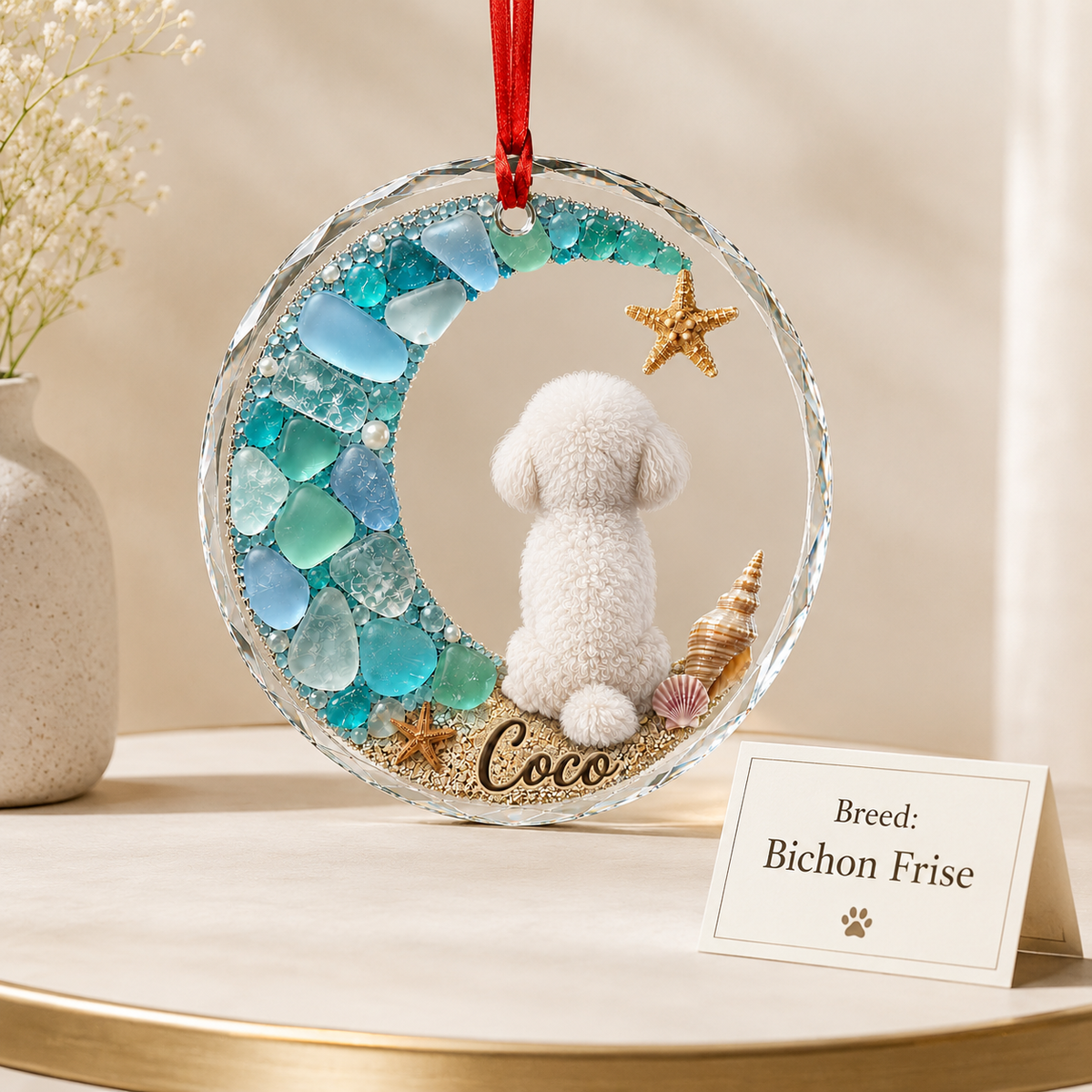 Custom Dog Seashell Bichon