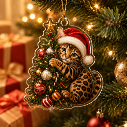 Cat With Christmas Tree Bengal
