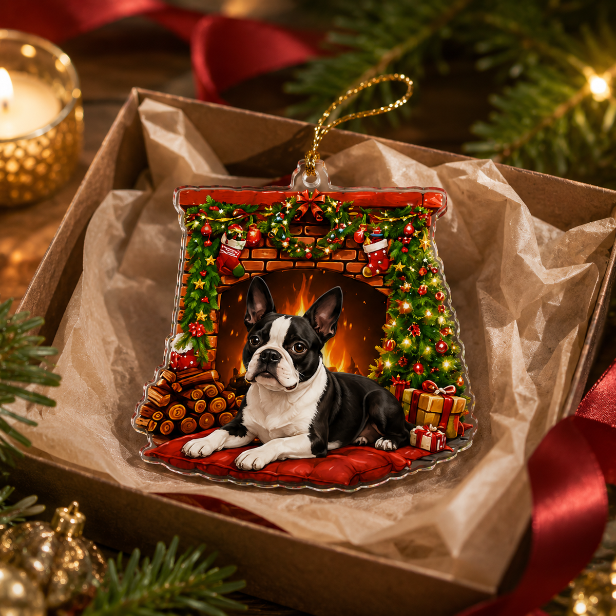 Dog Christmas Tree Boston Terrier