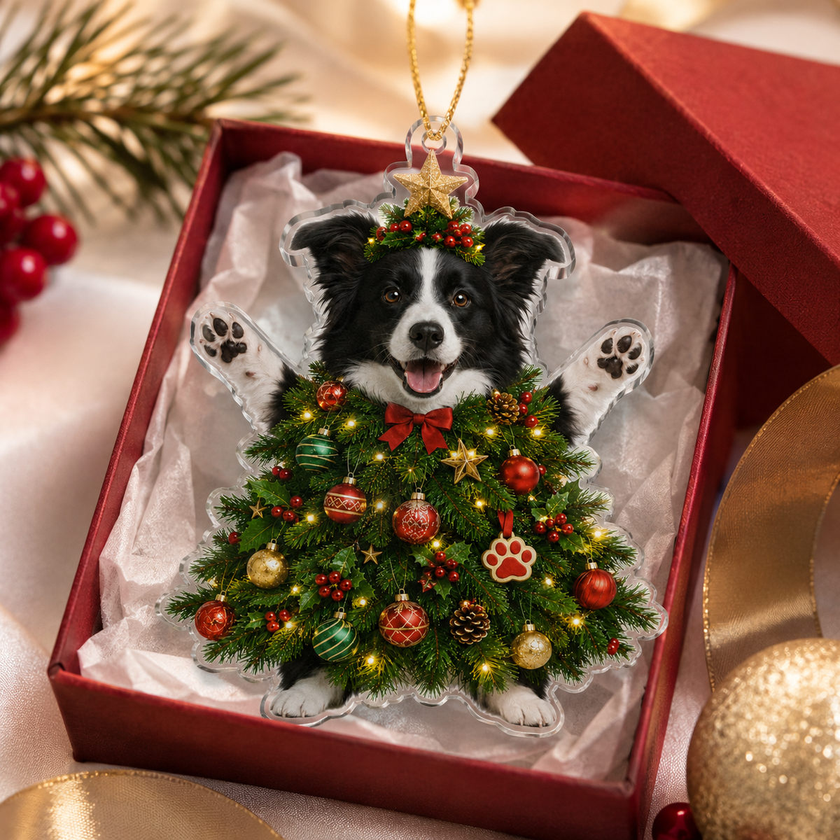 Dog Santa Tree Border Collie