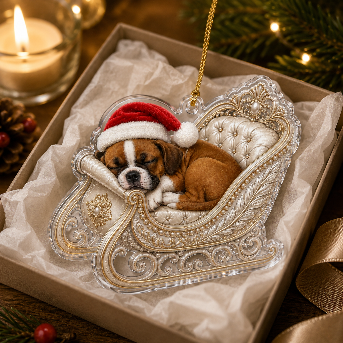 Dog Christmas Sleigh Boxer