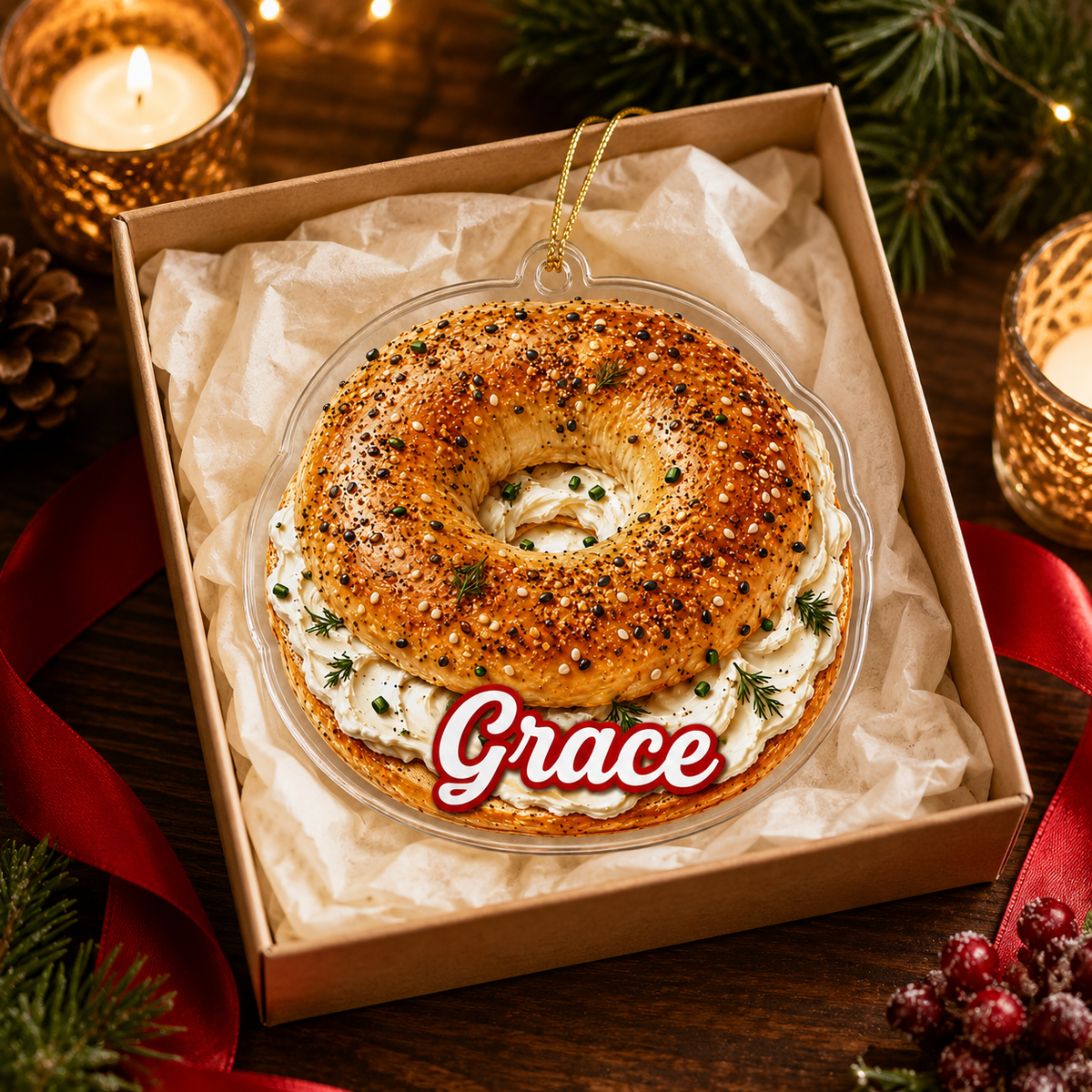 Breakfast Custom Name Bagel with Cream Cheese Acrylic