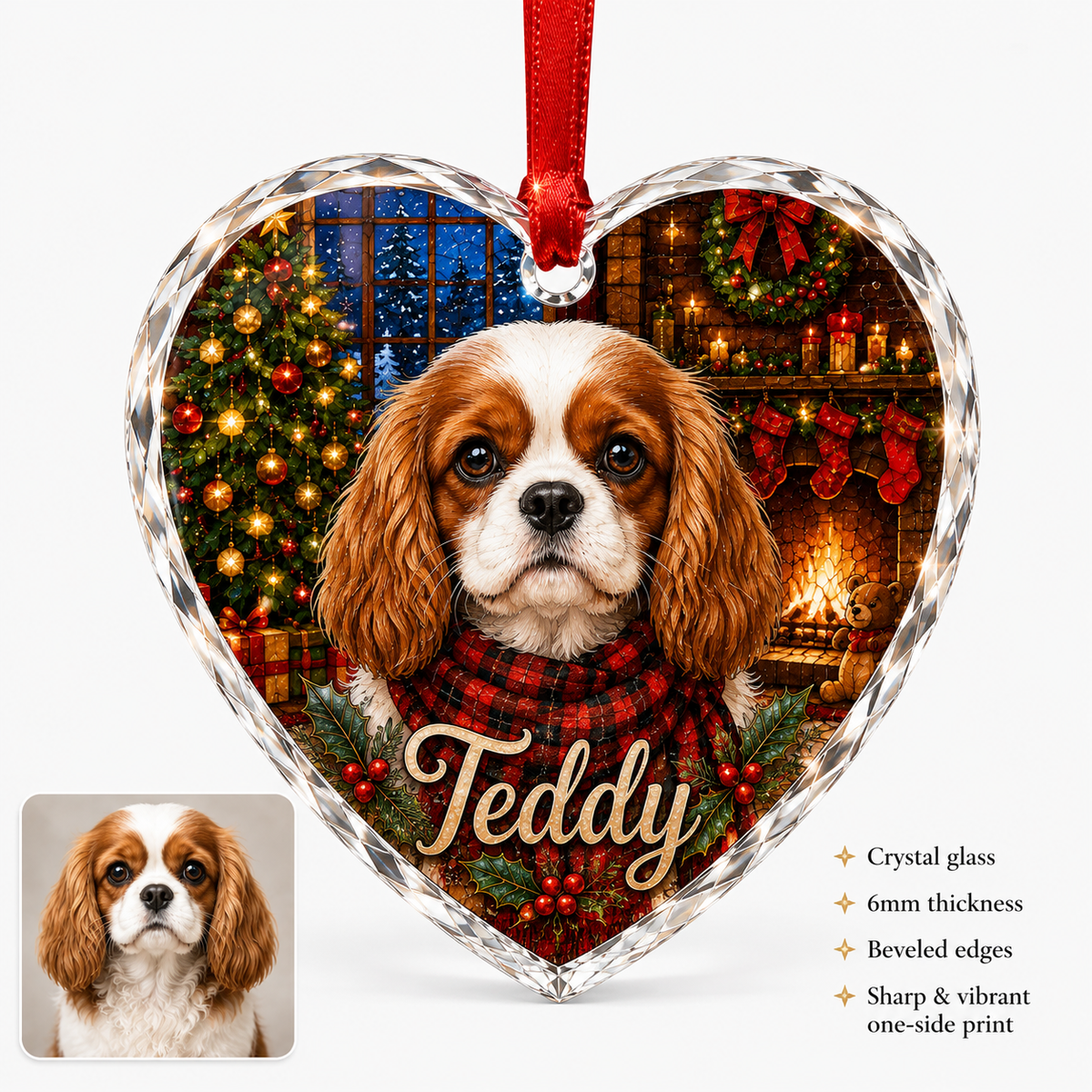 Custom Photo Dog Glass Dog In Christmas House
