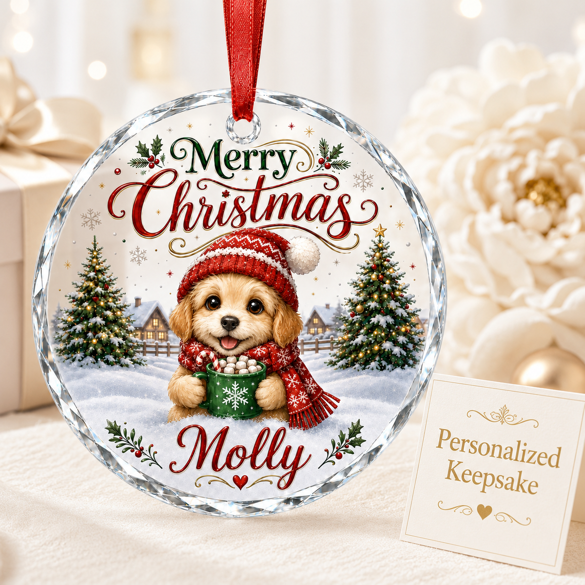 Christmas Glass Animal Dog