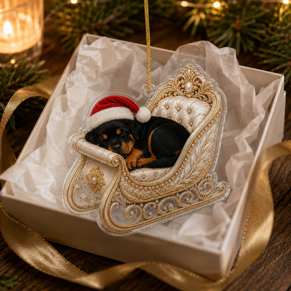 Dog Christmas Sleigh Rottweiler