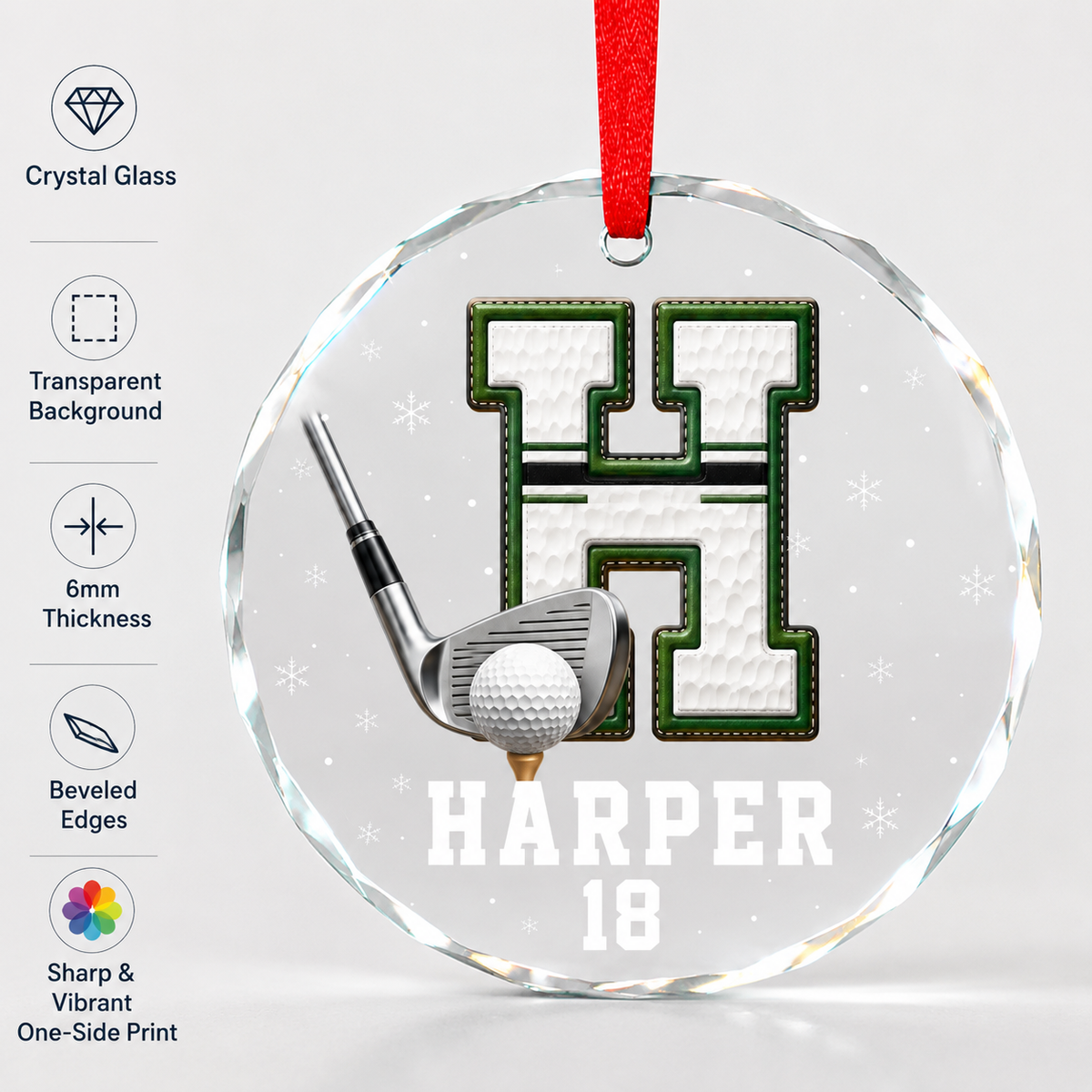 Sport Glass Alphabet Name Golf