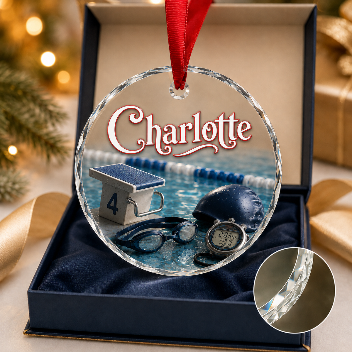 Sports Glass Ornament Swimming