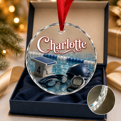 Sports Glass Ornament Swimming