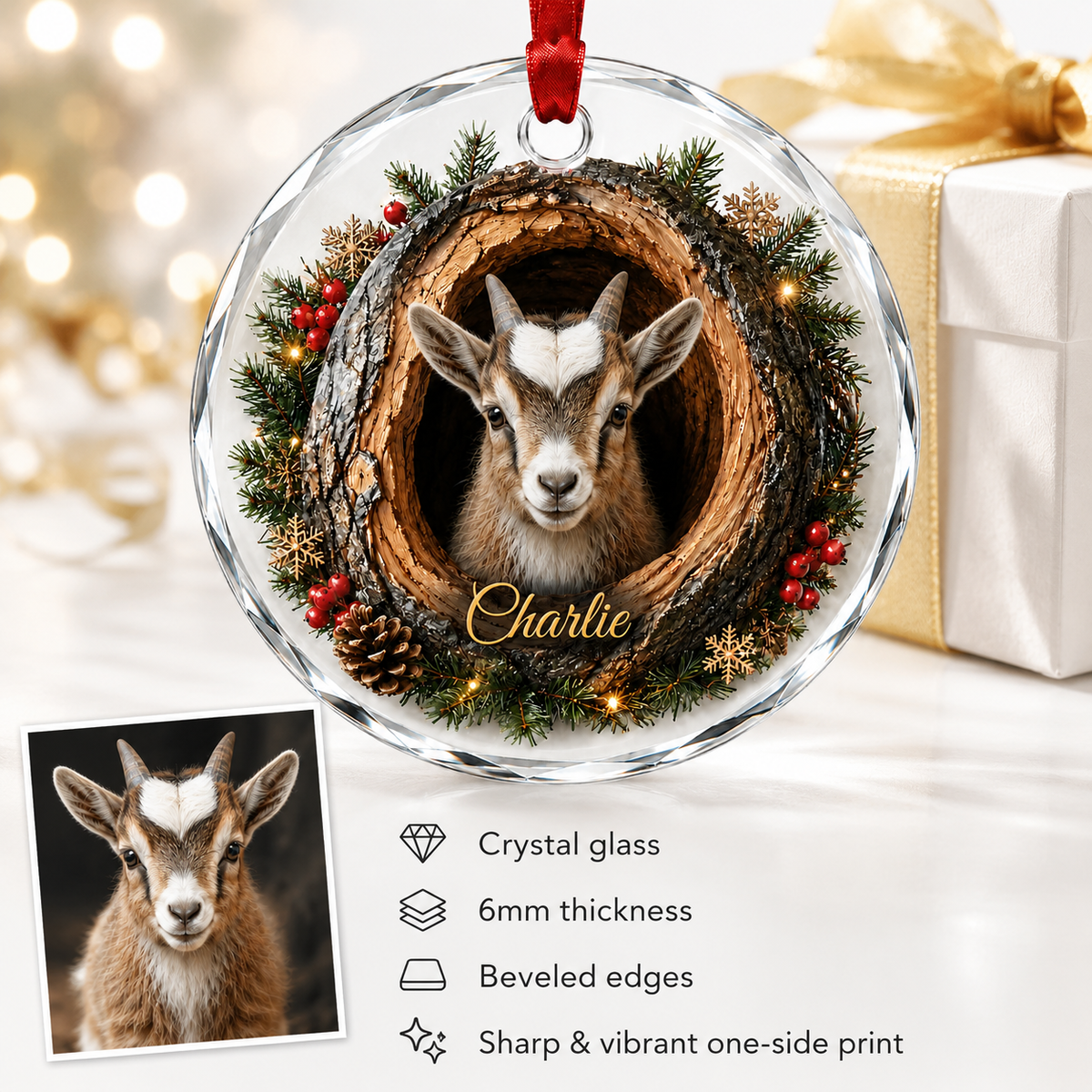 Animal Glass Ornament Tree Hollow Goat