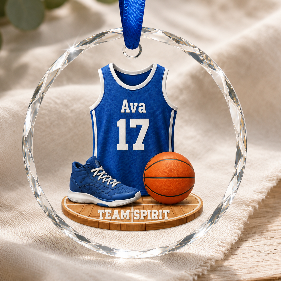 Basketball Glass Ornament - Team Spirit Jersey