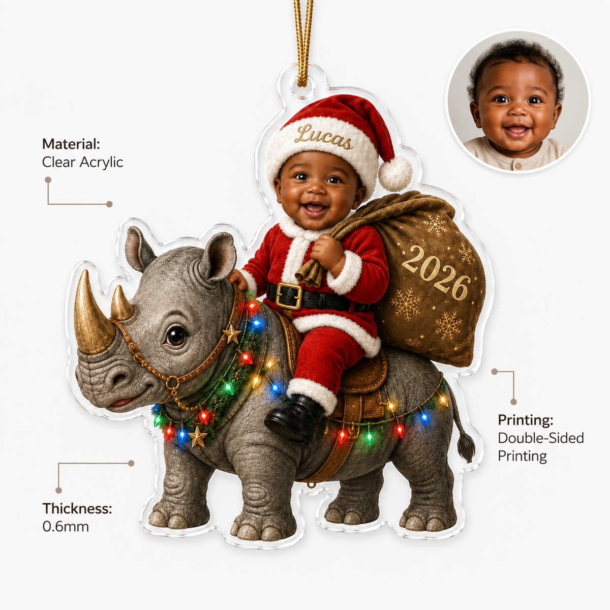Custom Photo Baby Animal Rhinoceros