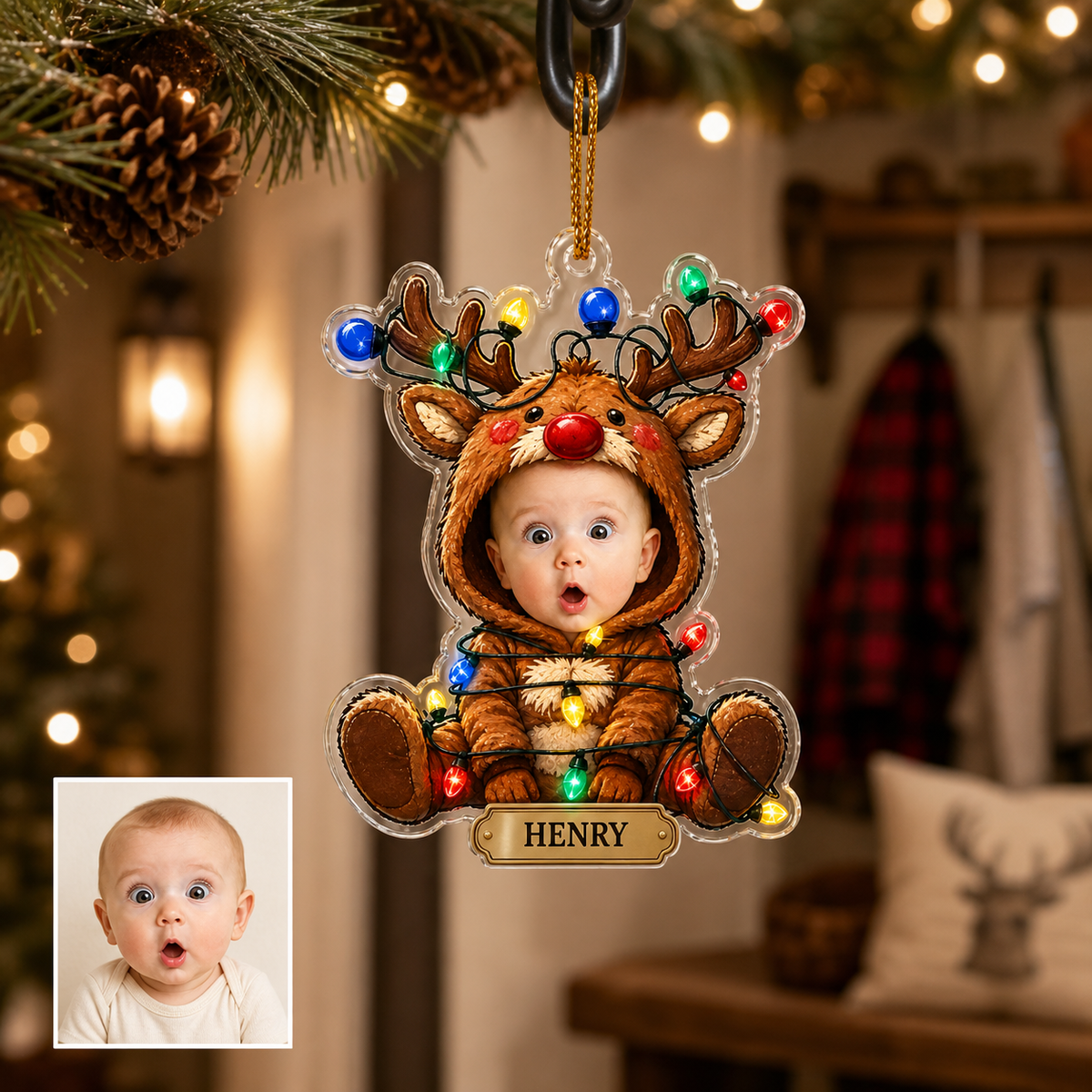 Custom Photo Baby Reindeer