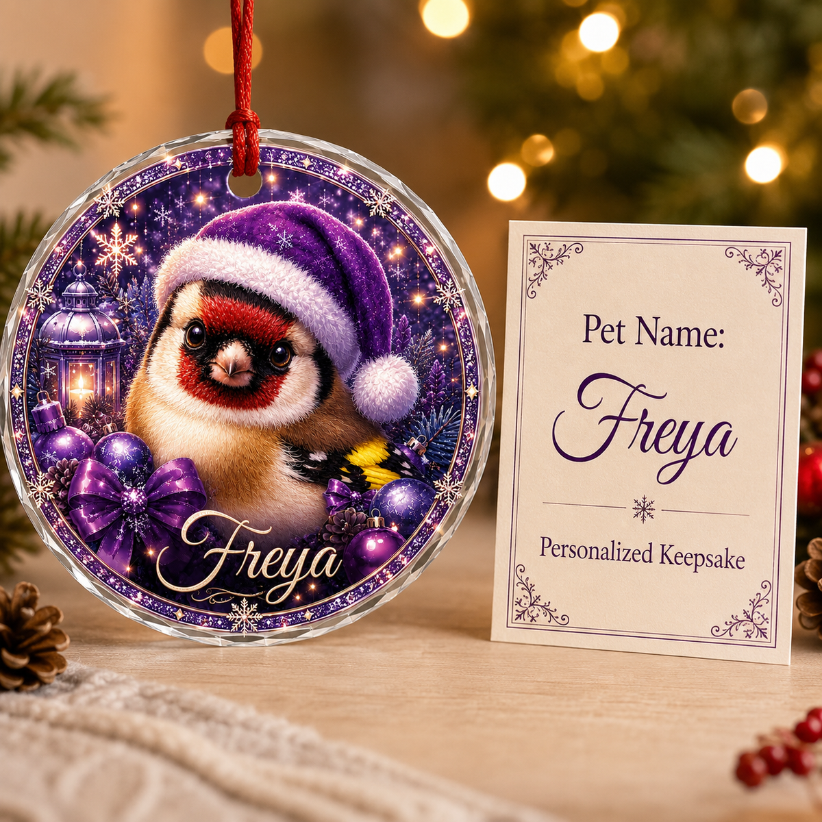 Purple Bird At Christmas Goldfinch