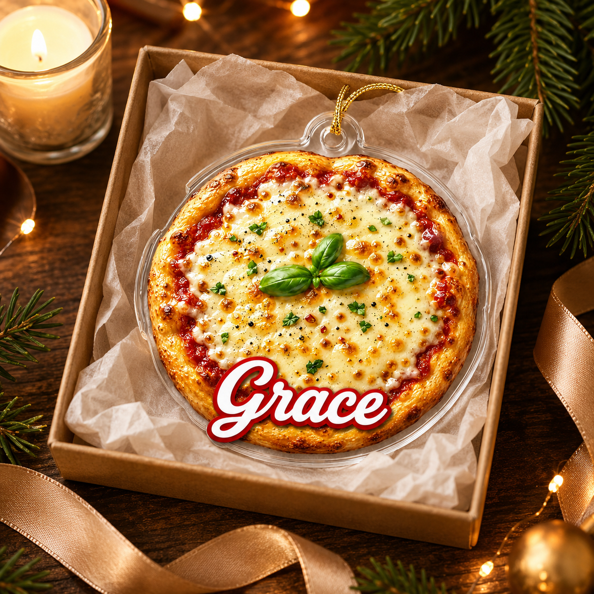 Breakfast Custom Name Mini Cheese Pizza Acrylic