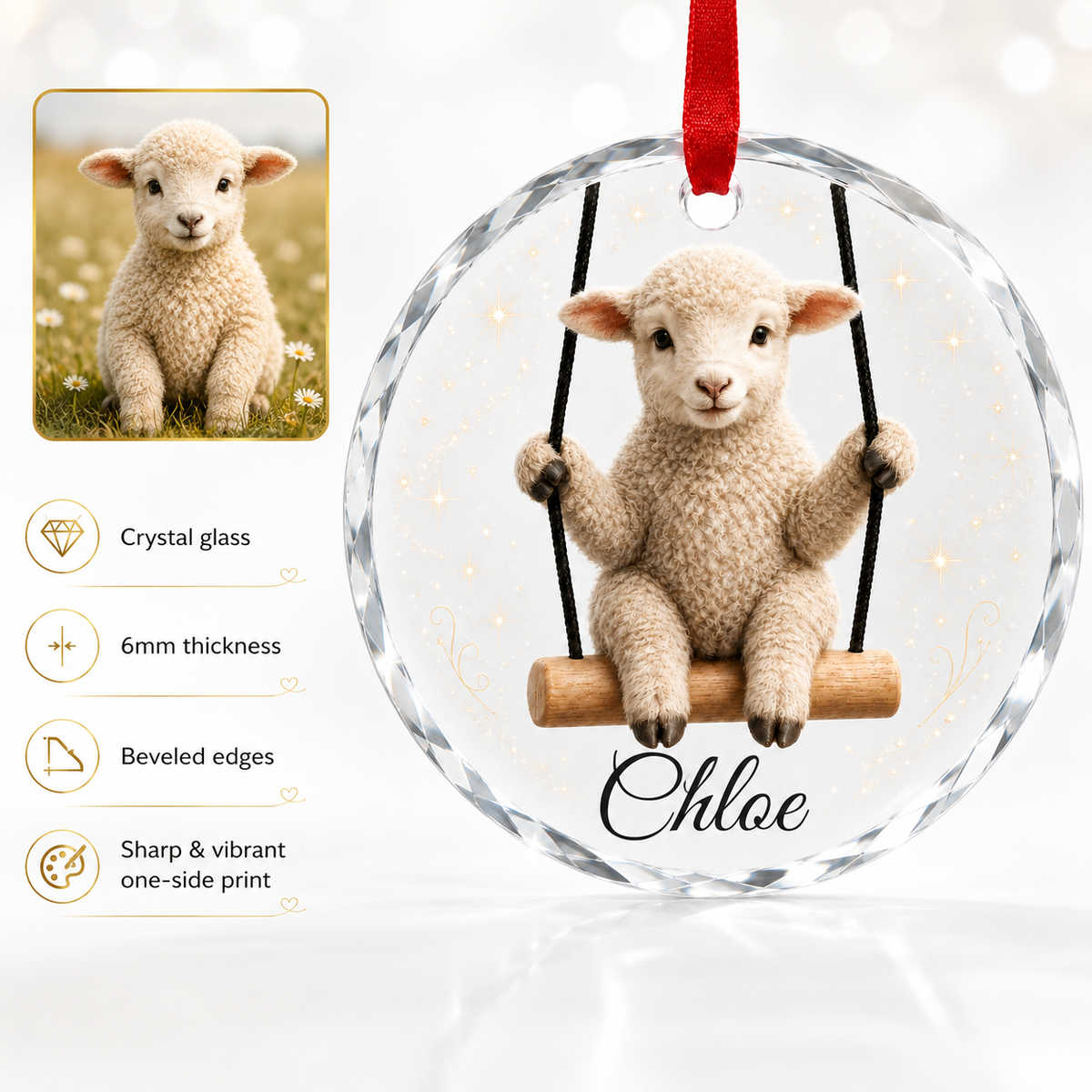 Animal Glass Ornament Sheep