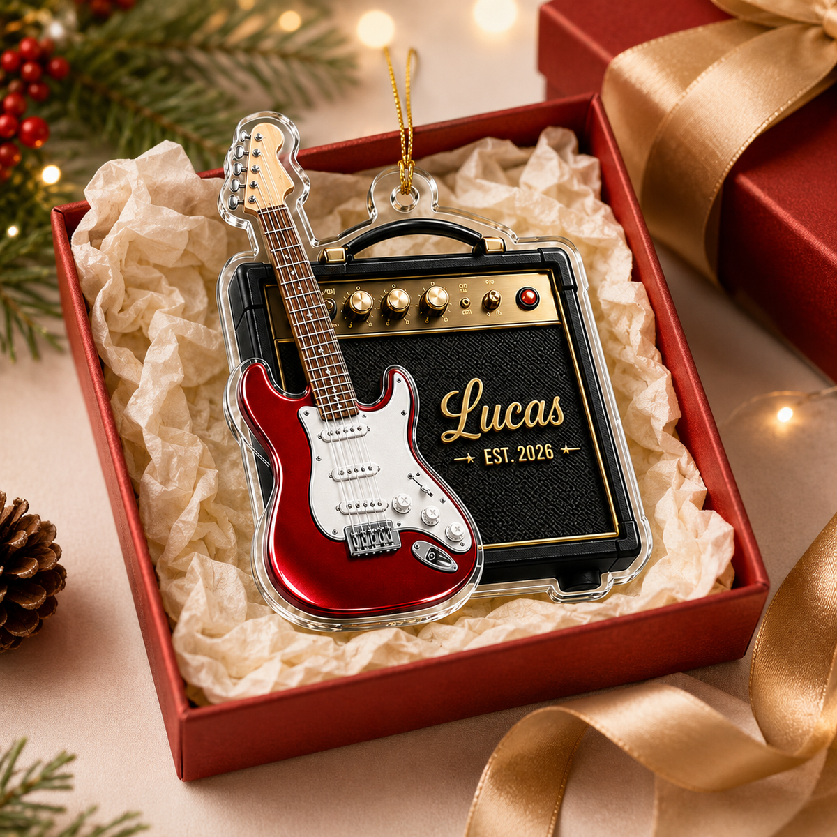Guitar Custom Name Acrylic - Electric Guitar and Amp