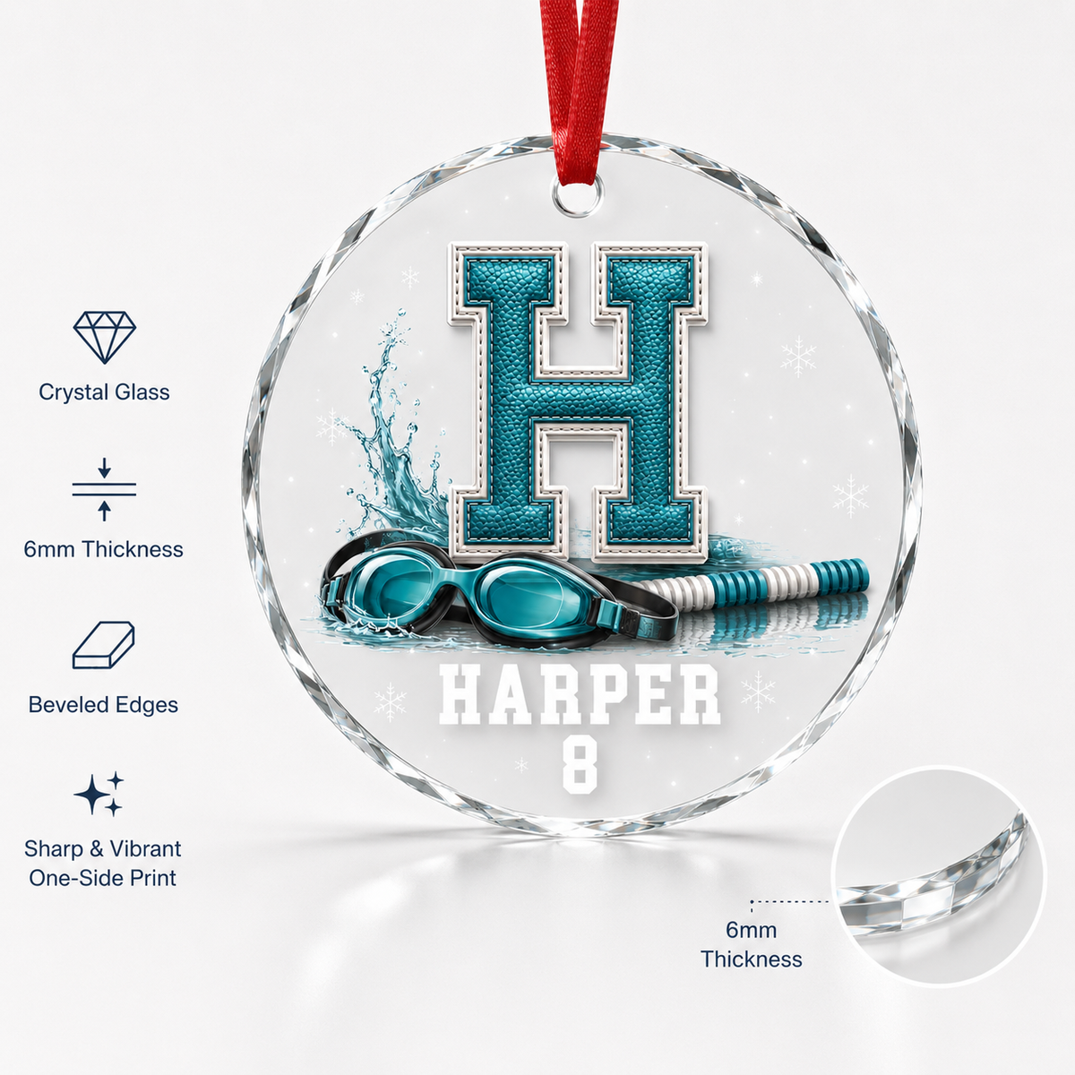 Sport Glass Alphabet Name Swimming