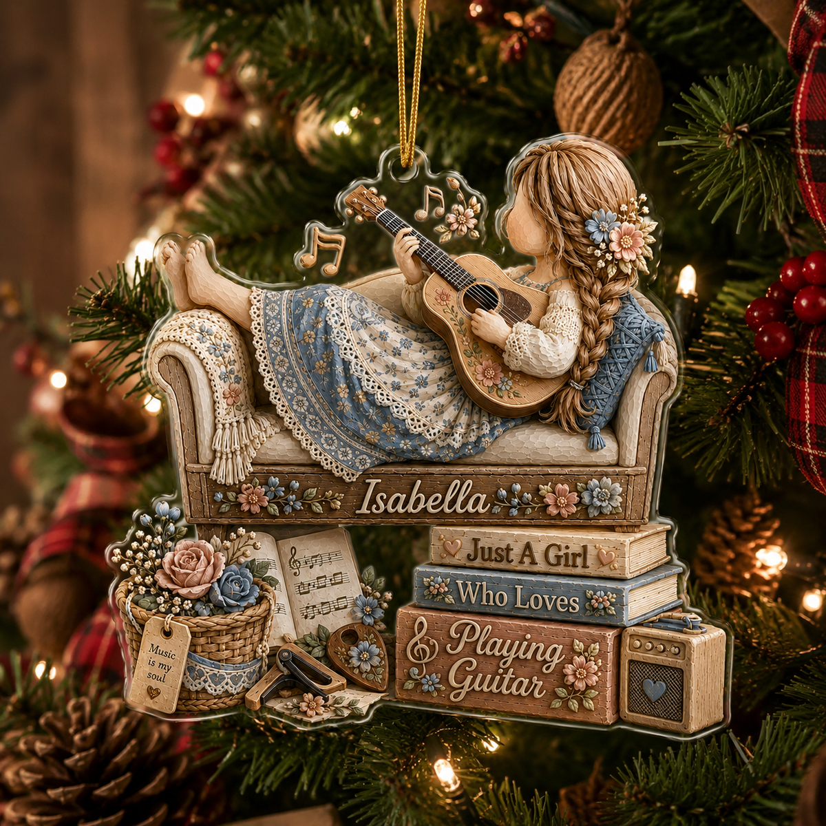 Personalized Just A Girl Hobby Playing Guitar