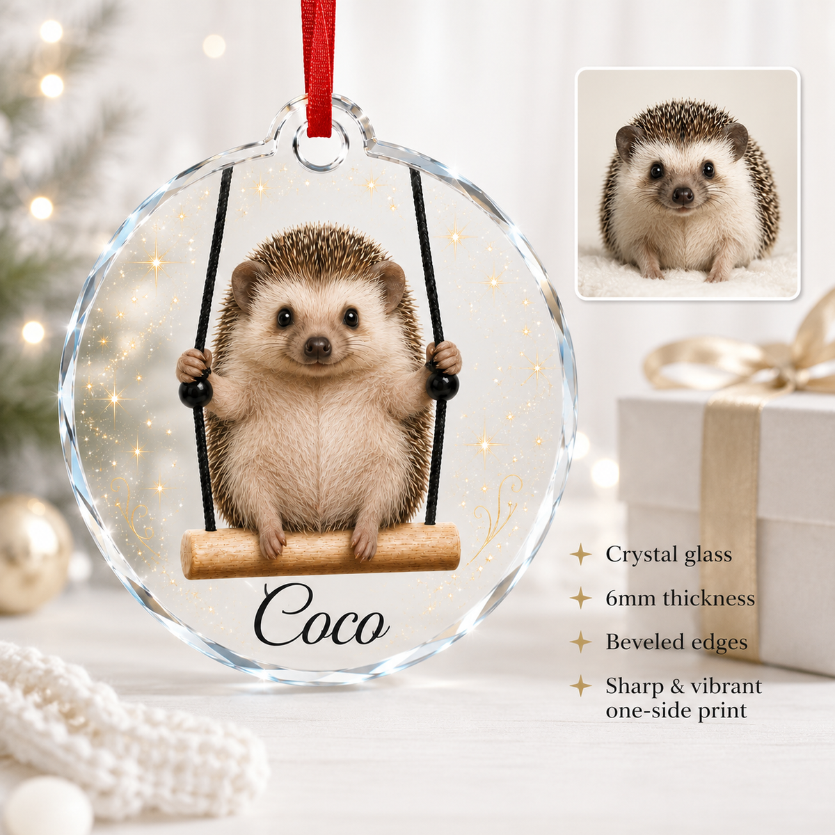 Animal Glass Ornament Hedgehog
