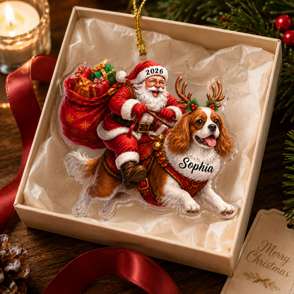 Santa Claus and Dog Cavalier King Charles Spaniel