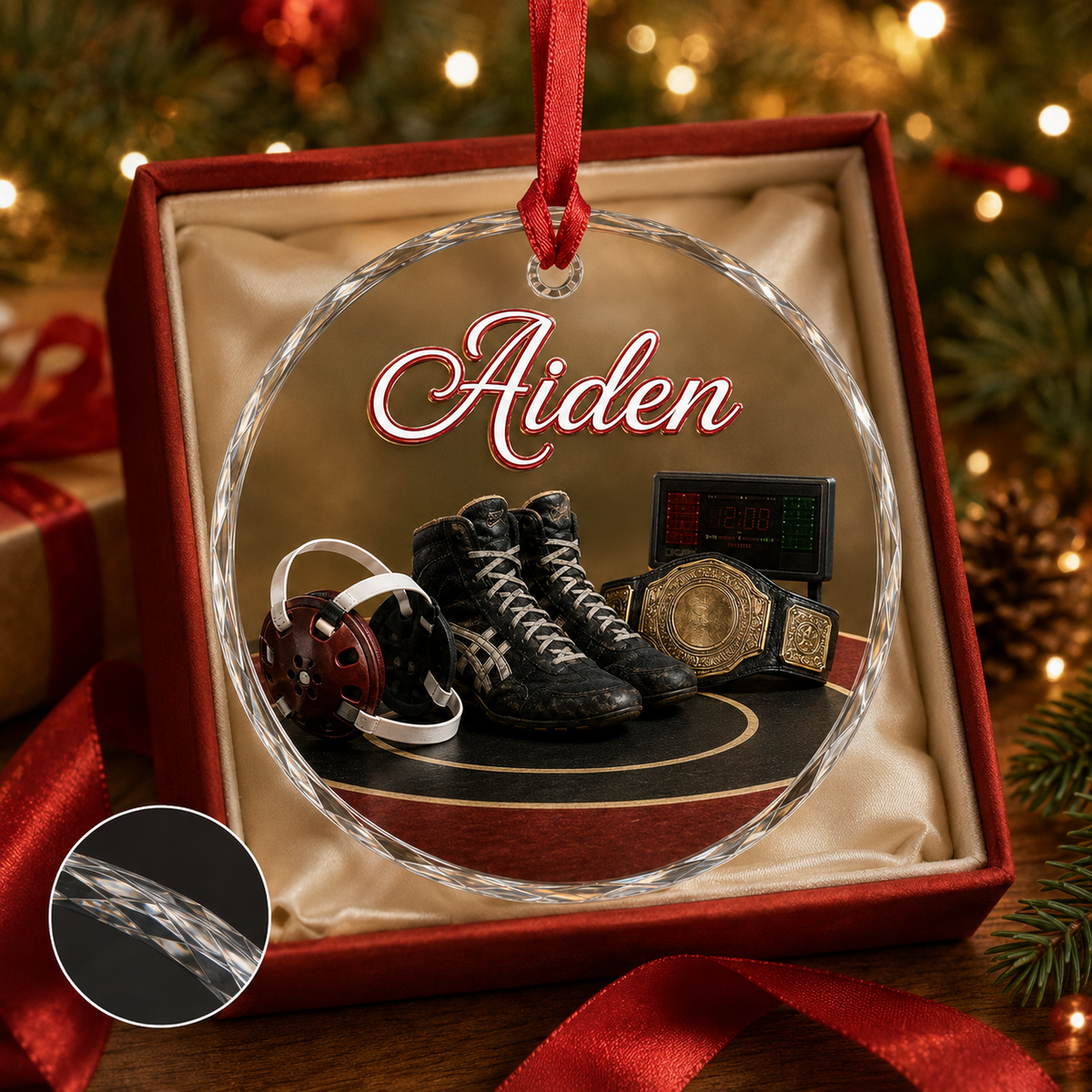 Sports Glass Ornament Wrestling