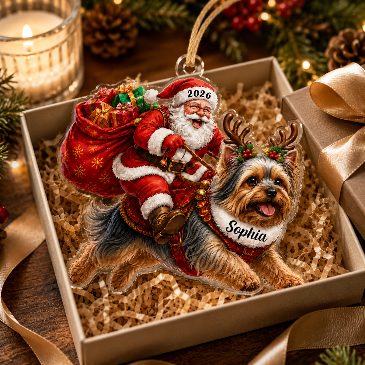 Santa Claus and Dog Yorkie