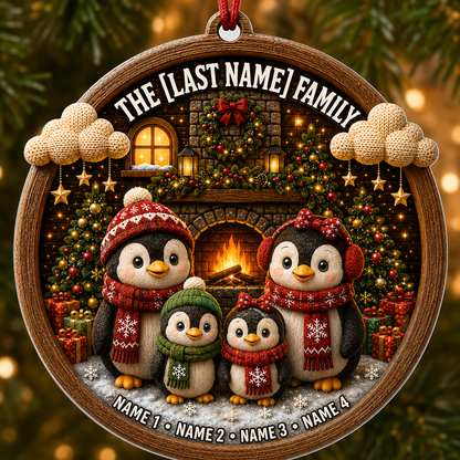 Christmas Family Wood Penguin