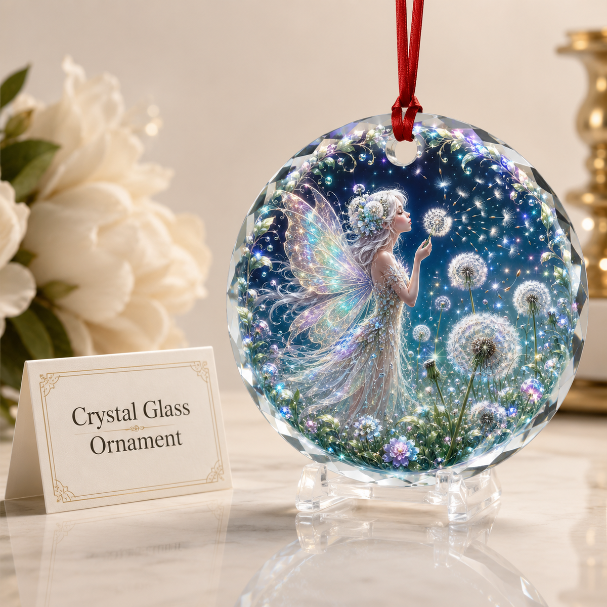 Fairy Glass Ornament Dandelion Fairy