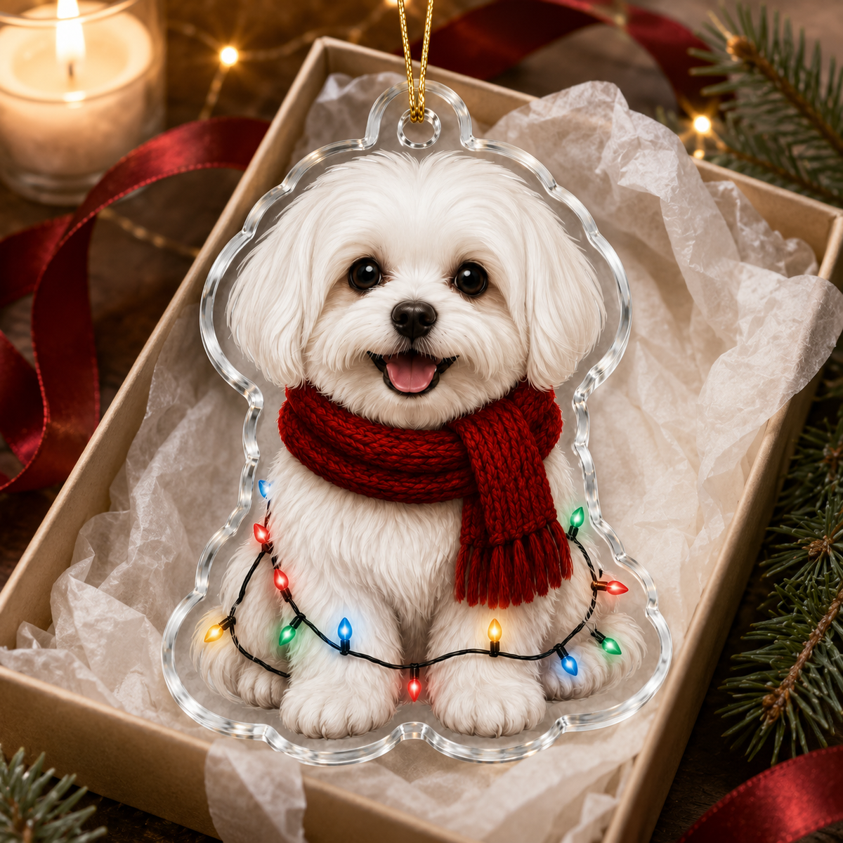 Dog Christmas Ledlight Maltese