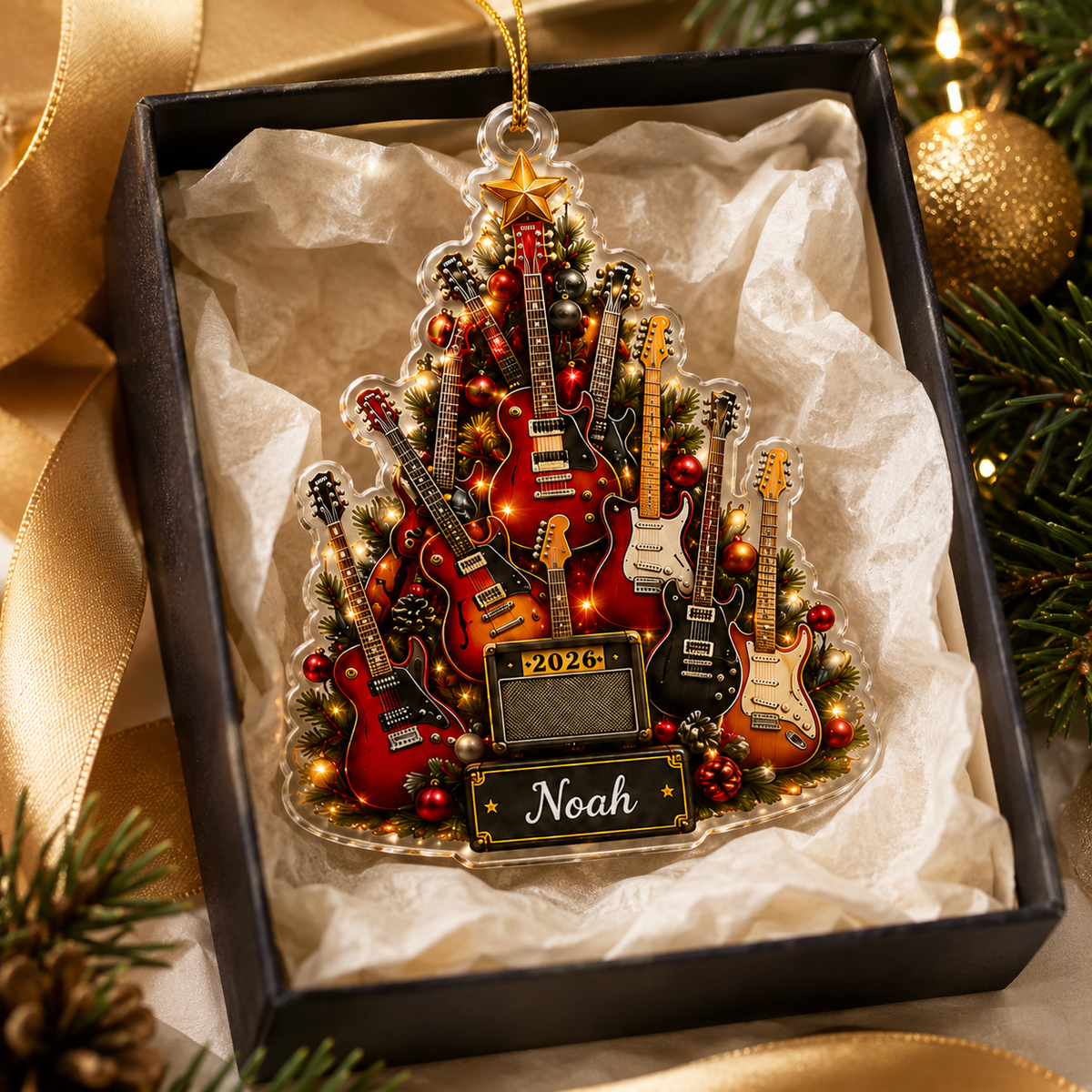 Guitar Custom Name Acrylic - Electric Guitar Christmas Tree
