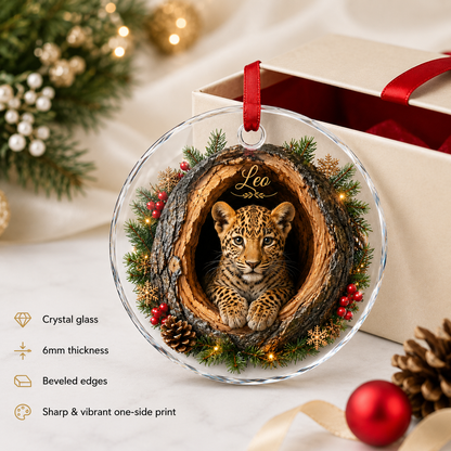 Animal Glass Ornament Tree Hollow Leopard