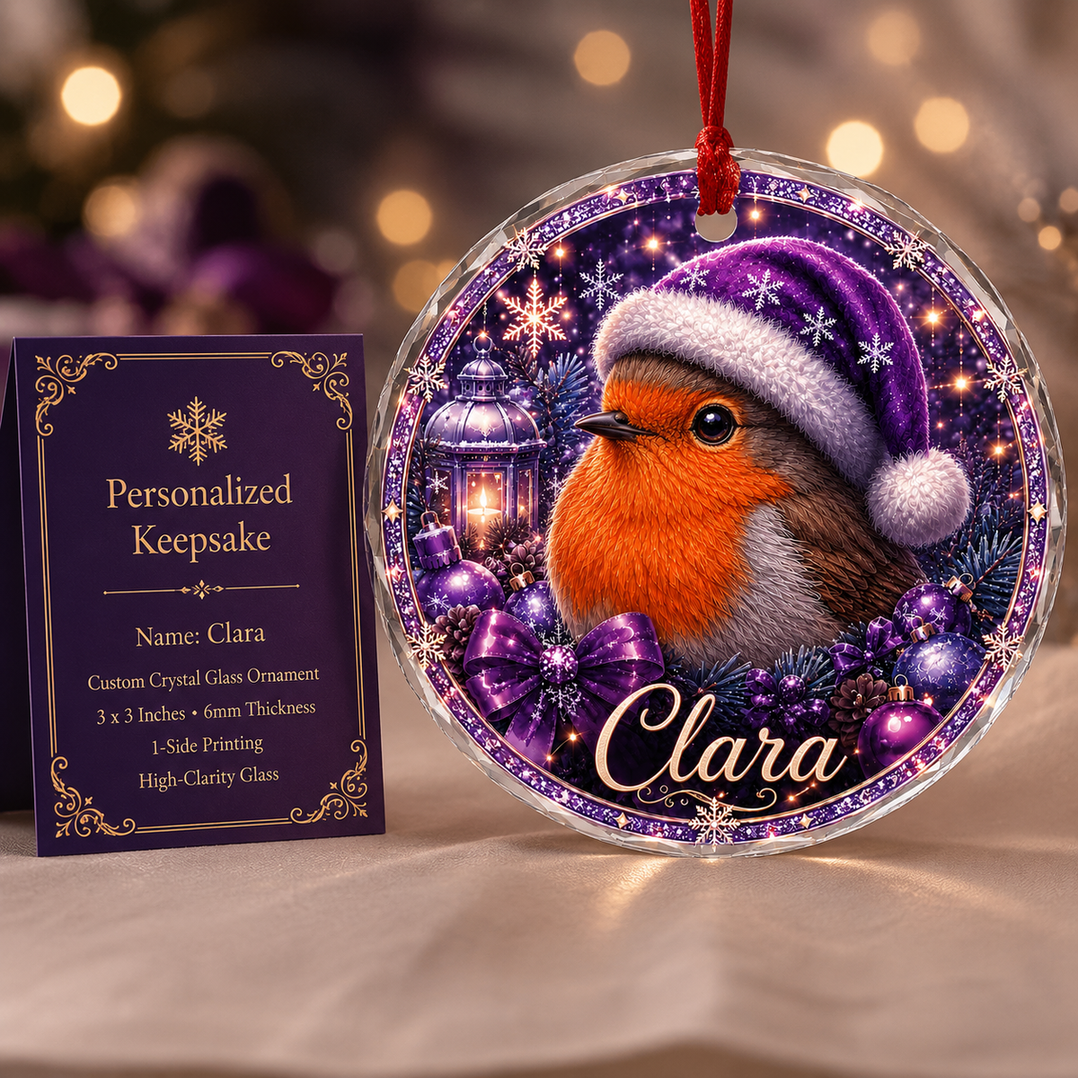 Purple Bird At Christmas Robin