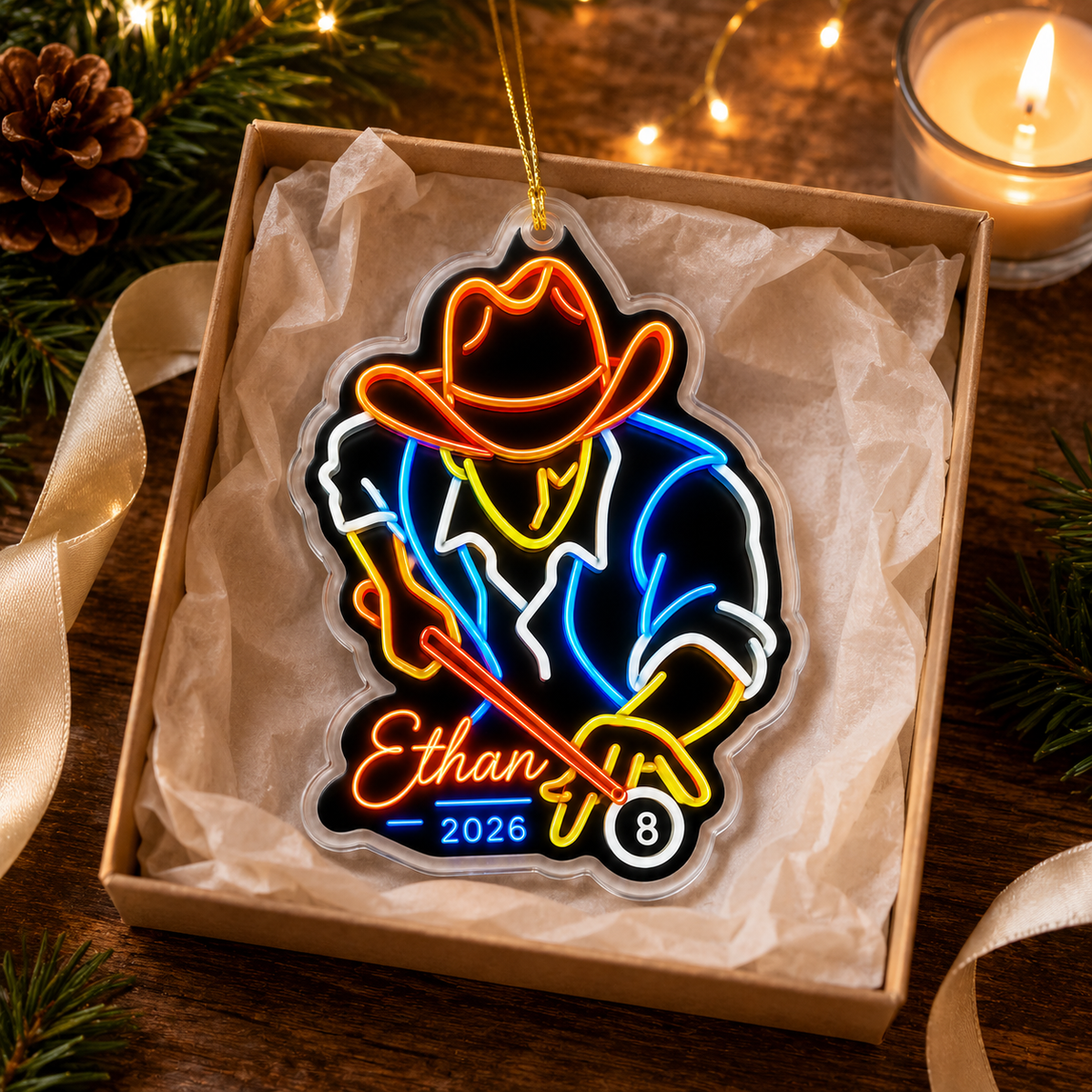 Custom Name Billiards Neon Cowboy Acrylic
