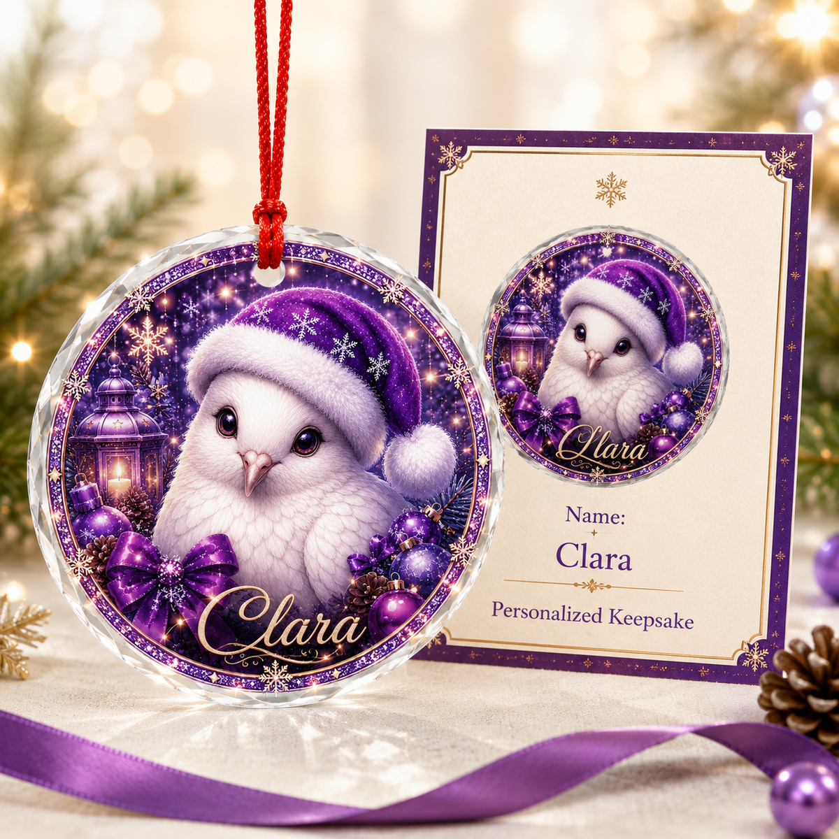 Purple Bird At Christmas Dove