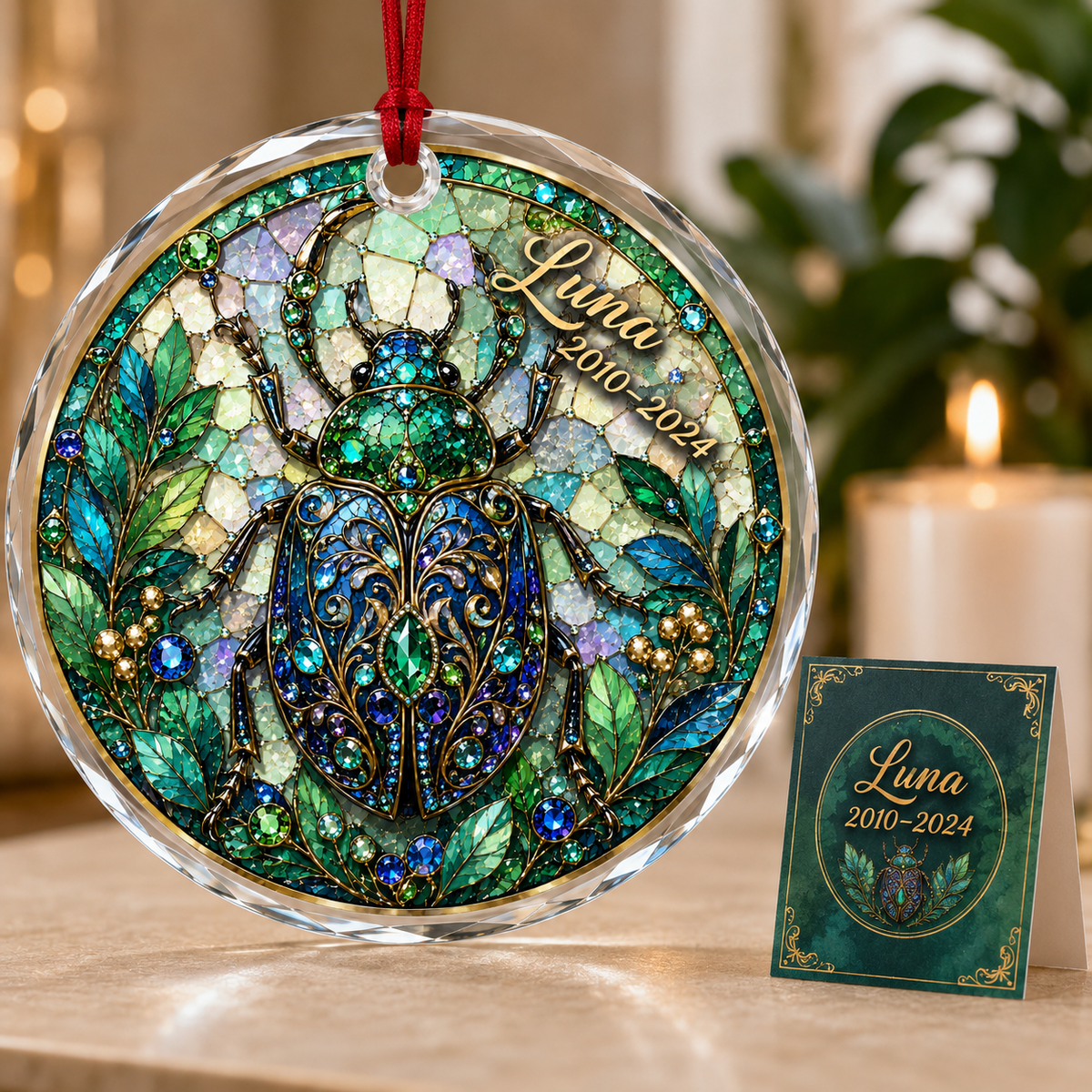 Custom Name Glass Animal Beetle
