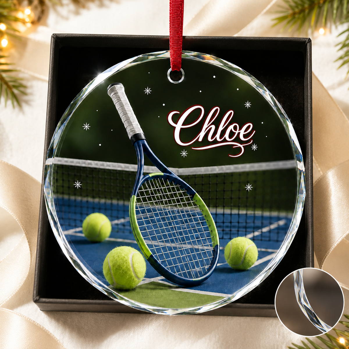 Sports Glass Ornament Tennis