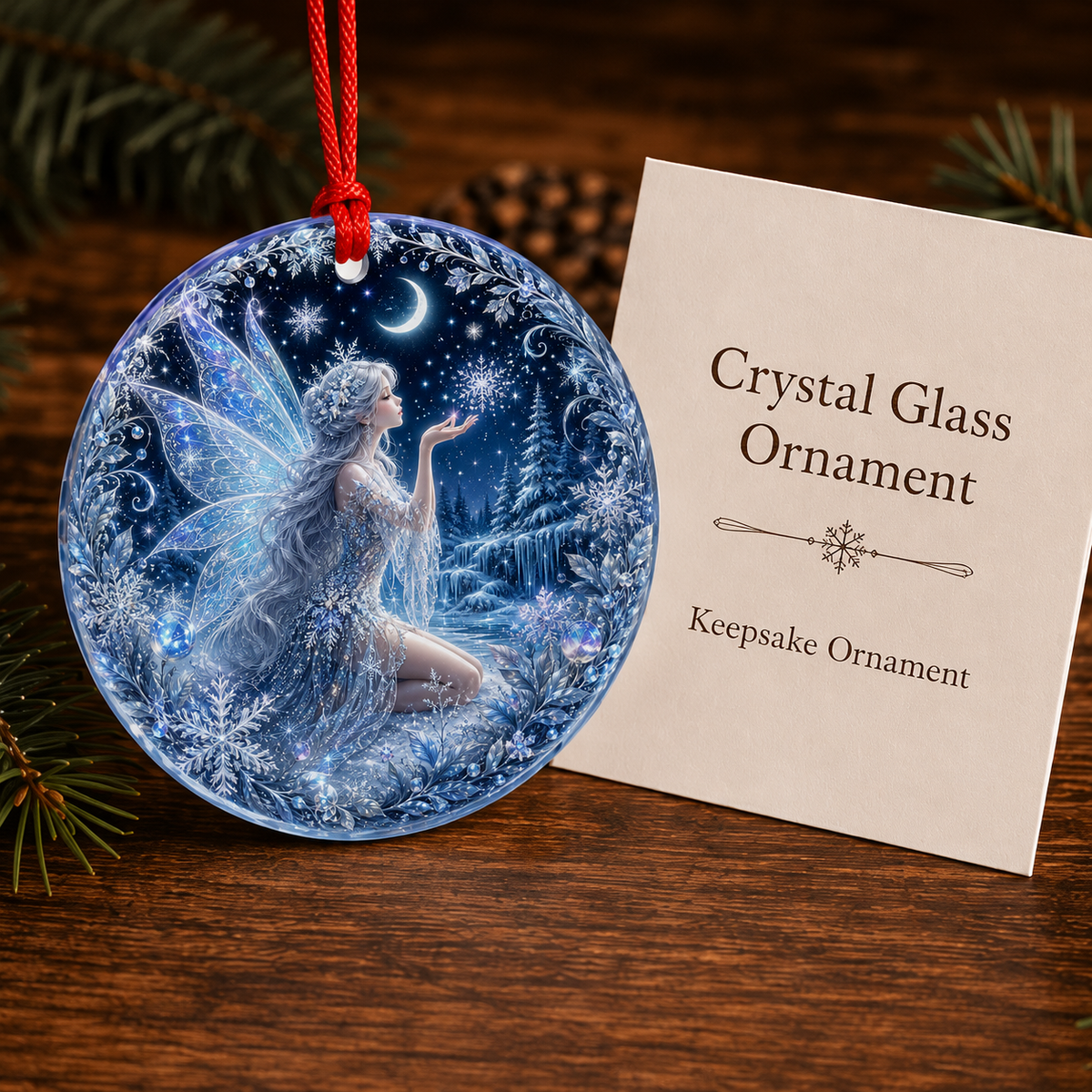 Fairy Glass Ornament Winter Snow Fairy
